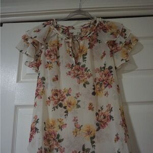 Chic Floral Ruffle Sleeve Blouse